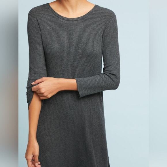 Velvet Marks & Spencer Anthropologie NWT Gray Waffle Knit Chrissy Tunic Dress M - Picture 13 of 13